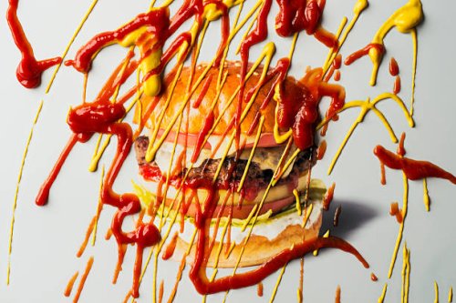 hamburger with ketchup and mustard - junk food stock pictures, royalty-free photos & images