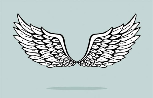 hand drawn angel wings - fashion stock illustrations