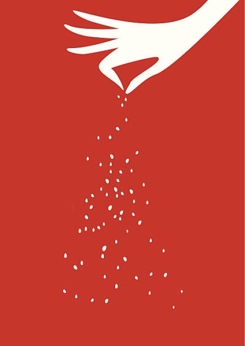 hand pouring salt, sugar, flour or rice on the food. - food stock illustrations