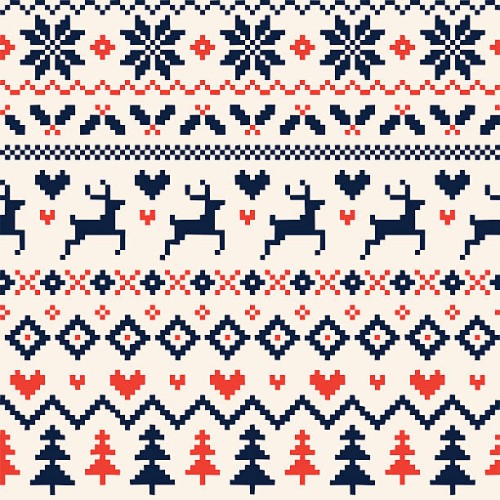 handmade seamless christmas pattern with reindeer, hearts, christmas trees and snowflakes - fashion stock illustrations