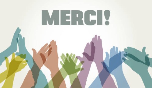 hands clapping - thank you in french (merci) - concert stock illustrations