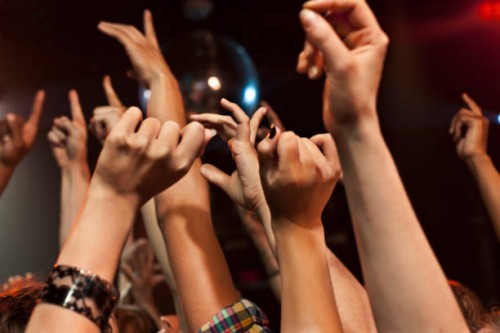 hands in the air at a nighclub - concert stock pictures, royalty-free photos & images