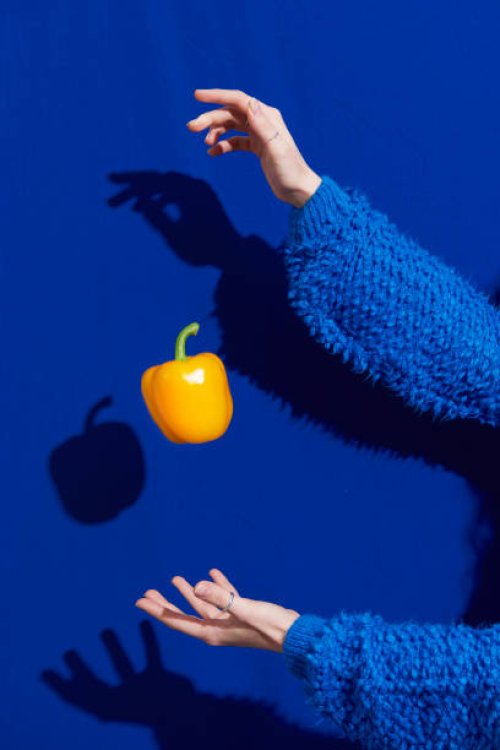 hands with yellow bell pepper - food stock pictures, royalty-free photos & images