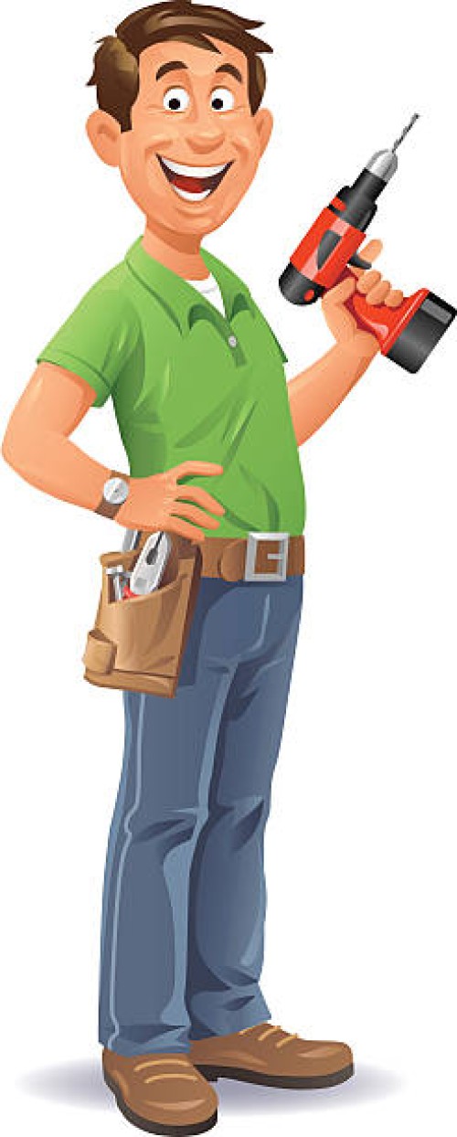 handyman with drill - home decoration stock illustrations