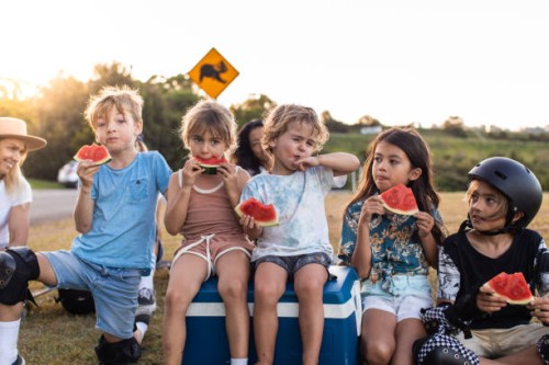 happy aussie kids - food stock pictures, royalty-free photos & images