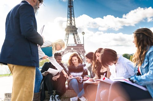 happy student in paris - travel stock pictures, royalty-free photos & images