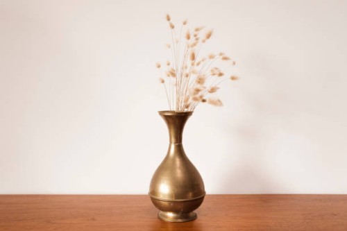 harestails in brass vase - home decoration stock pictures, royalty-free photos & images