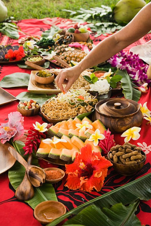 hawaiian picnic - food stock pictures, royalty-free photos & images
