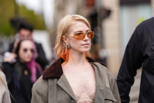 Hayley Williams is seen, outside Stella McCartney, during the Paris Fashion Week Spring/Summer 2025 on September 30, 2024 in Paris, France