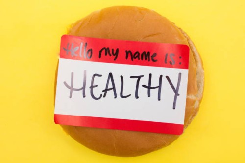 healthy burger healthy fast food with food label - junk food stock pictures, royalty-free photos & images