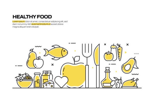 healthy food concept, line style vector illustration - food stock illustrations