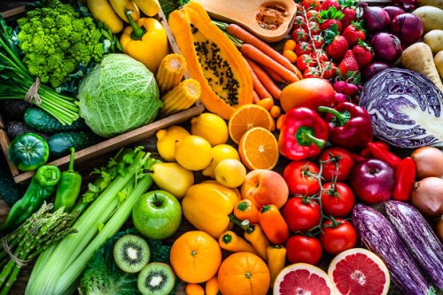 healthy fresh rainbow colored fruits and vegetables background - food stock pictures, royalty-free photos & images