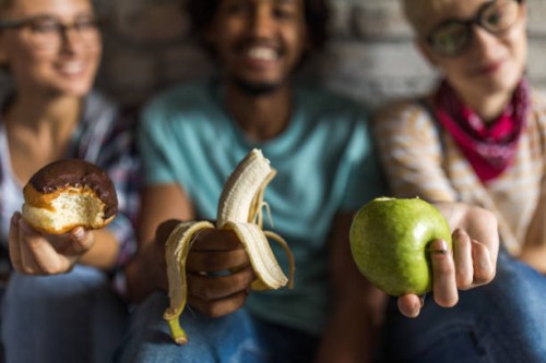 healthy vs. unhealthy snack! - junk food stock pictures, royalty-free photos & images