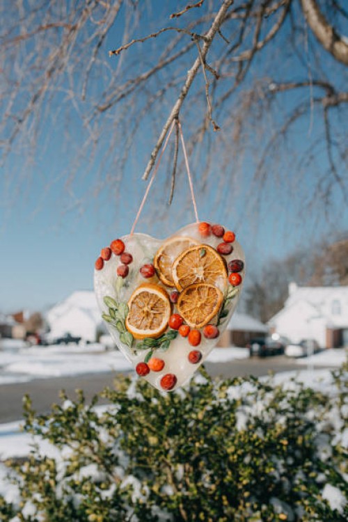 heart shaped iced sun catches - garden decoration stock pictures, royalty-free photos & images