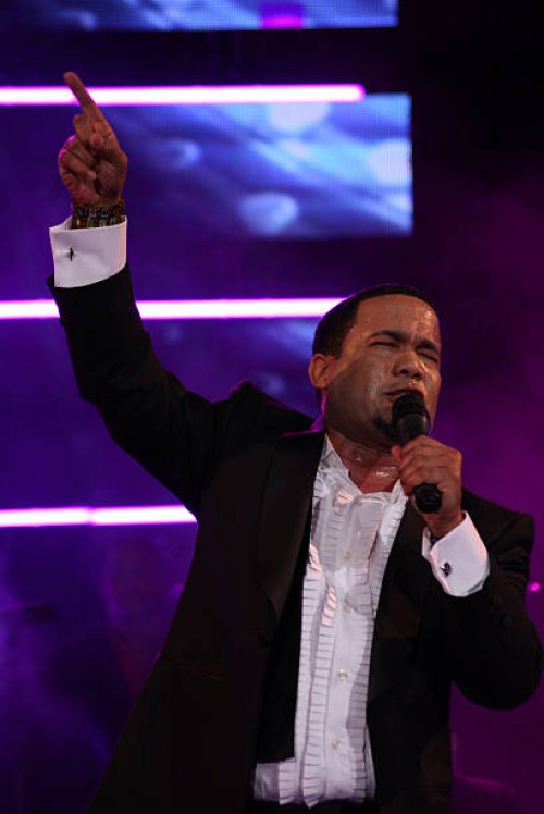 Hector Acosta "El Torito" performs during the Simply Hector concert at the Renaissance Jaragua Hotel and Casino on November 1, 2009 in Santo Domingo,...
