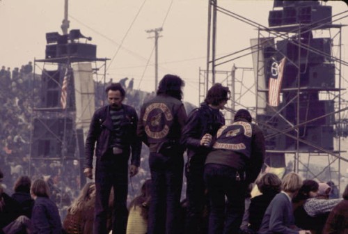 Hell's Angels before the Rolling Stones appeared at the Altamont Speedway for the free concert they were headlining.