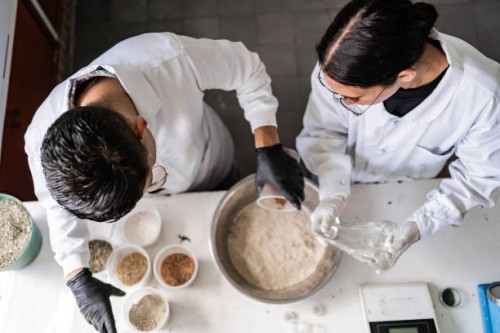 high angle view of scientists working on a laboratory - food stock pictures, royalty-free photos & images
