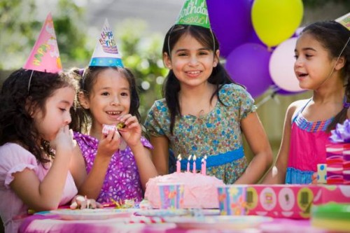 hispanic girls at outdoor birthday party - garden decoration stock pictures, royalty-free photos & images