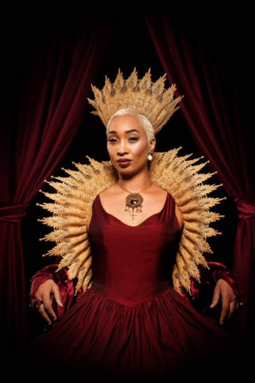 historical mixed race queen character on the throne - fashion stock pictures, royalty-free photos & images