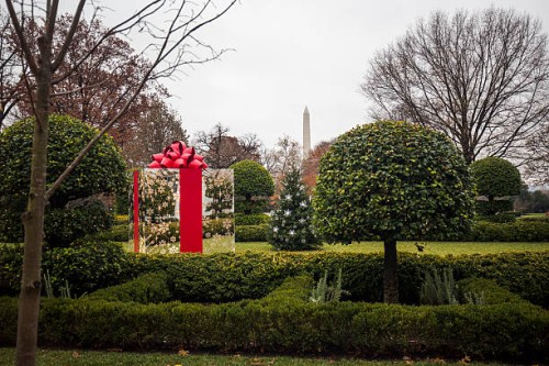 Holiday decorations in theJacqueline Kennedy Garden of of the White House in Washington. This year's theme for the White House decorations is "a...