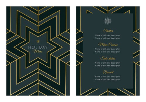holidays menu template with geometric snowflake - fashion stock illustrations