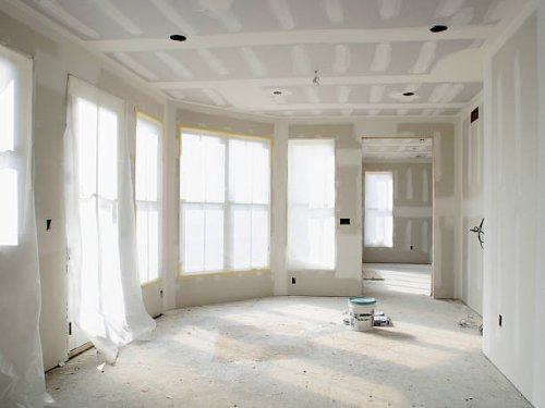 home addition newly drywalled - home decoration stock pictures, royalty-free photos & images