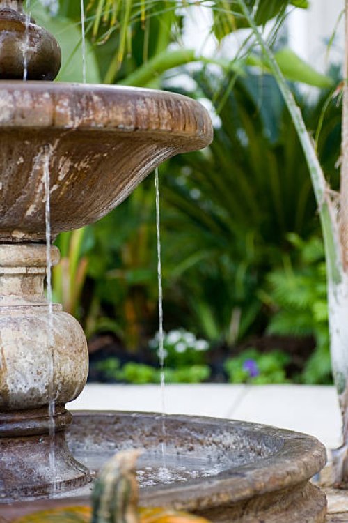 home and garden fountain - garden decoration stock pictures, royalty-free photos & images