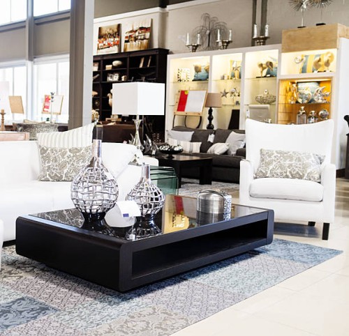 home decor store displaying elegant furniture and accessories - home decoration stock pictures, royalty-free photos & images