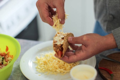 home made tacos. - junk food stock pictures, royalty-free photos & images