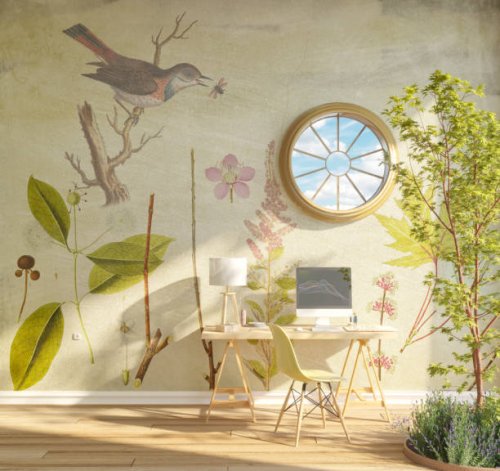 home office with garden - garden decoration stock pictures, royalty-free photos & images