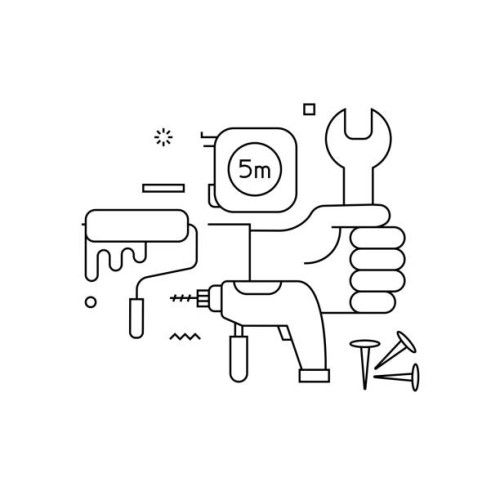 home repair related design mit liniensymbolen. einfache umrisssymbole. renovierung, heimwerker, bauunternehmer, architektur. - home decoration stock-grafiken, -clipart, -cartoons und -symbole