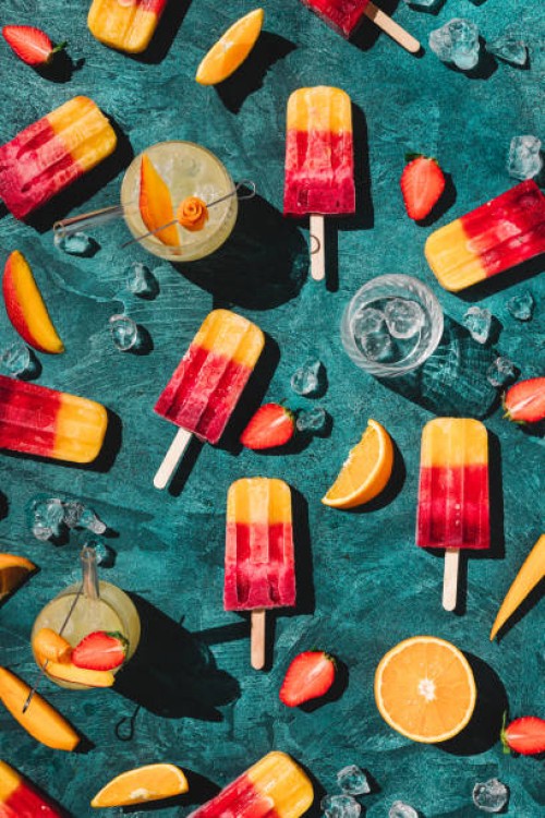 homemade fruit ice lollies and juice - food stock pictures, royalty-free photos & images