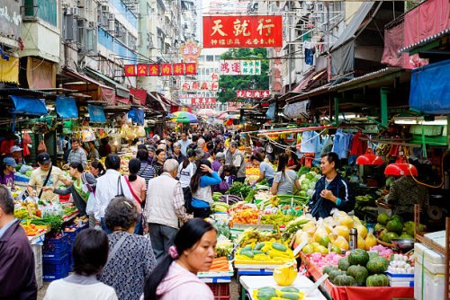 hong kong street market - food stock pictures, royalty-free photos & images