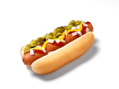 hot dog with all the fixings - junk food stock pictures, royalty-free photos & images