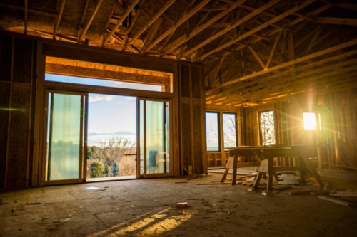 house with scenic view under construction - home decoration stock pictures, royalty-free photos & images