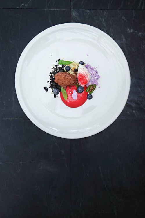 ice-cream with fresh berries and meringue - food stock pictures, royalty-free photos & images