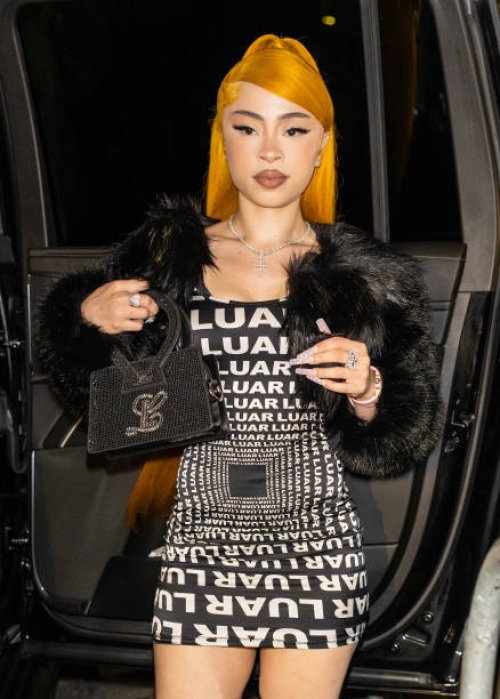 Ice Spice is seen arriving to Luar Fashion show during New York Fashion Week at Rockefeller Plaza on September 10, 2024 in New York City.