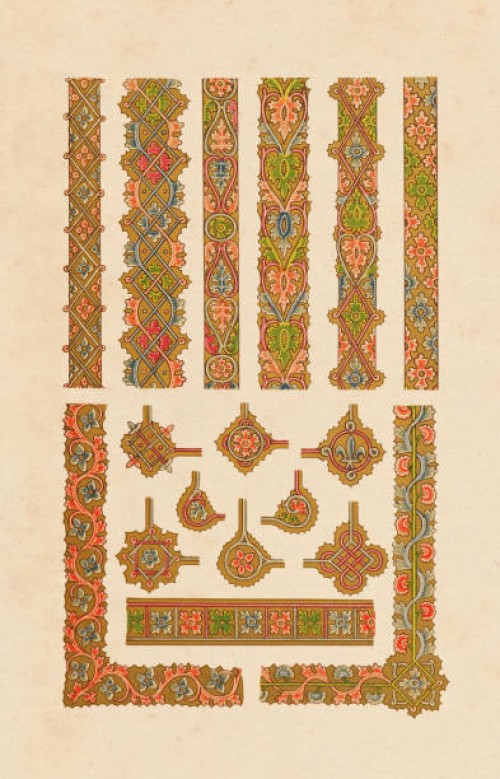 illuminated manuscript frame 1860 - home decoration stock illustrations