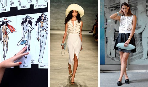 In this composite image a comparison has been made between a piece from the GEORGINE 2015 collection in production in the design studio, to the...