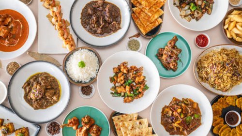 indian fusion food table. - food stock pictures, royalty-free photos & images