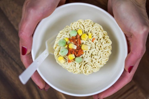 instant noodle with spicy seasoning powder and bouillon cubes - junk food stock pictures, royalty-free photos & images