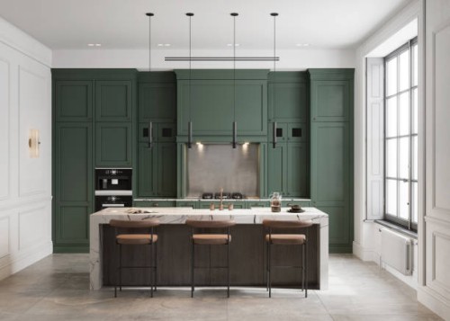 intérieur de cuisine moderne avec mur végétal - home decoration photos et images de collection