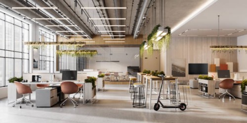 interior de un espacio de oficina de planta abierta - home decoration fotografías e imágenes de stock