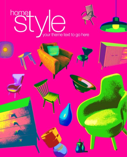 interior design poster or banner - home decoration stock illustrations