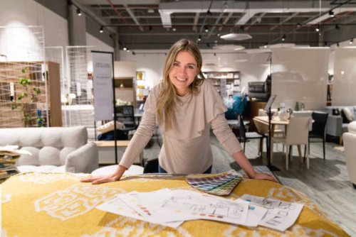 interior designer working on home design at a furniture store - home decoration stock pictures, royalty-free photos & images