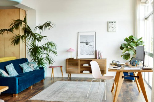 interior of modern home office - home decoration stock pictures, royalty-free photos & images