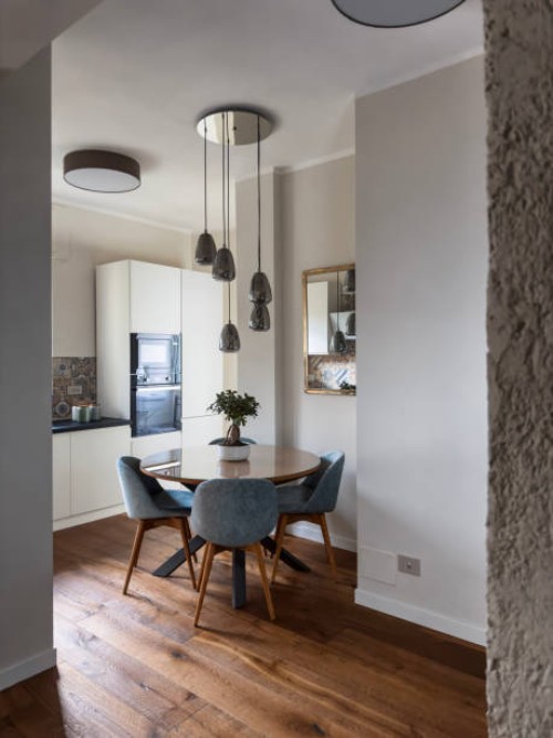 interiors of modern domestic kitchen after flat renovation - fashion stock pictures, royalty-free photos & images