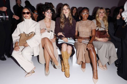 Jade Thirlwall, Raye, Zita d'Hauteville, Normani and Shailene Woodley are seen front row at the Fendi fashion show during Milan Fashion Week...