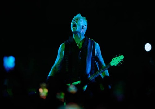 James Hetfield of Metallica performs onstage during the Metallica - M72 World Tour held at SoFi Stadium on August 25, 2023 in Los Angeles, California