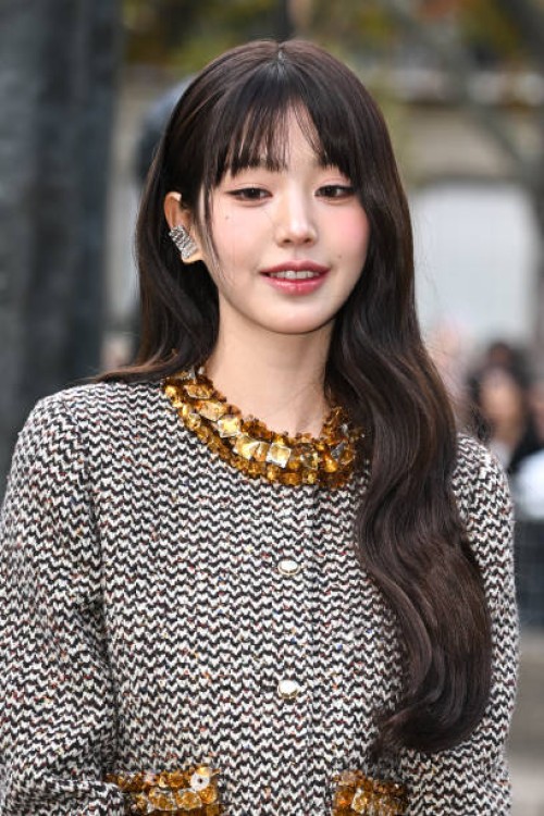 Jang Won-young of IVE attends the Miu Miu Womenswear Spring/Summer 2024 show as part of Paris Fashion Week on October 03, 2023 in Paris, France.